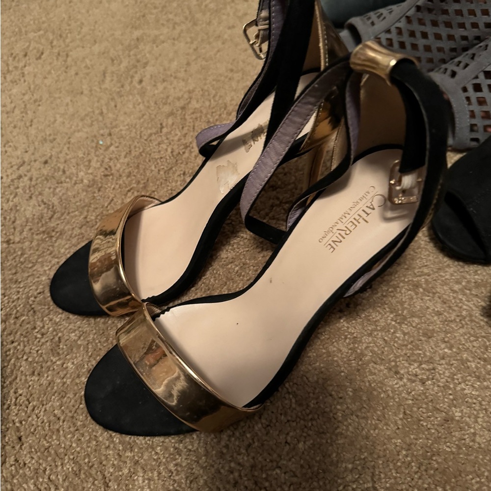 Catherine Malandrino Gold and Black Women's Sandals